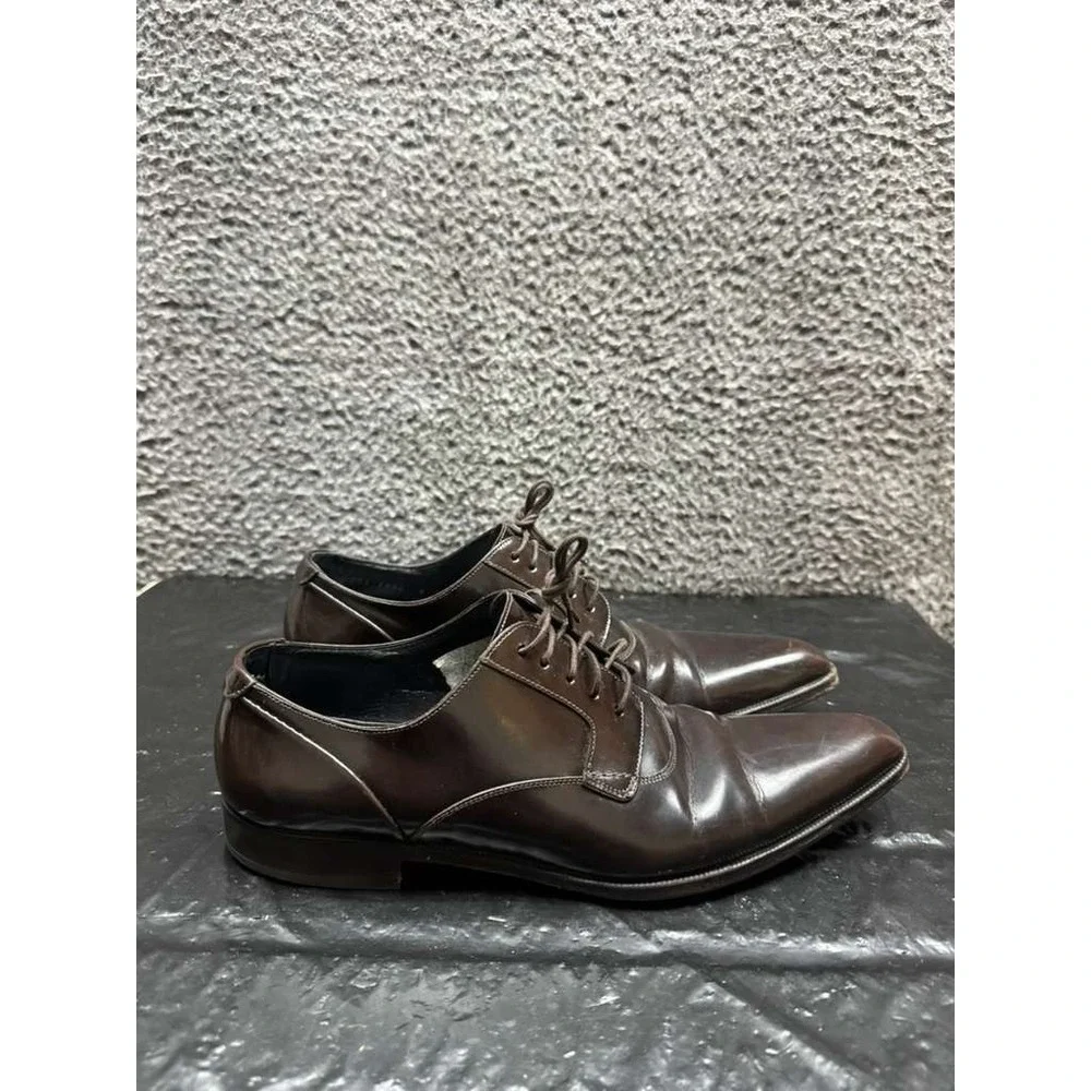 Dolce & Gabbana Leather Pointed Toe Lace-Up Derby Shoes Dark Brown Men Size 6 UK